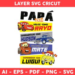 Papa Png, Lightning McQueen Png, Hudson Png, Luigui Png, McQueen Png, Father's Day Png - Digital File