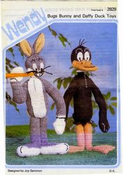 Bugs Bunny and Daffy Duck Knitting pattern - Stuffed Toy Vintage pattern PDF Instant download