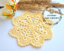 Crochet doily pattern, Crochet Coasters Pattern, Beginner crochet tutorial, Small crochet doily, Lace coasters
