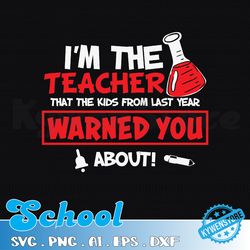 I Am The Teacher The Kids From Last Year Warned About Svg, Racerback Svg, Teacher Svg, Funny Teacher Svg