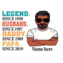 Legend Since 1958 Husband Since 1987 Svg, Fathers Day Svg, Black Dad Svg, Dads Timeline Svg, Legend Since Svg, Husband S