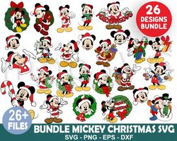 26 Designs Christmas Mickey Disney Svg Bundle
