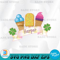 Ice Cream Trio Girl Svg, Faux Applique PNG, Digital Download for sublimation and printables