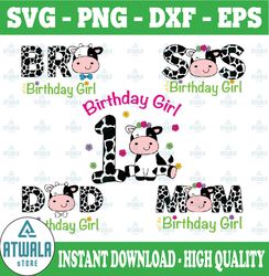 Personalized Family 1st Birthday Png, 1st Birthday  Png, Baby Cow Birthday Png, Family Farm Party Design, Instant