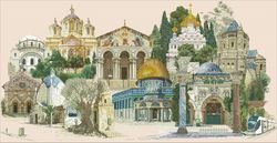 PDF Cross Stitch Digital Pattern - The City - Jerusalem - Embroidery Counted Templates