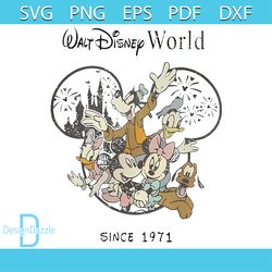 Retro Vintage Walt Disney World Est 1971 Mickey And Friend Png