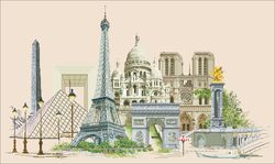 PDF Cross Stitch Digital Pattern - The City - Paris - Embroidery Counted Templates