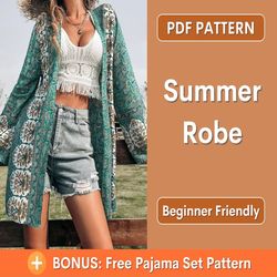 Robe Pattern | XS- XXL | Robe Digital PDF Sewing Pattern | Women Pattern | Beginner Sewing Pattern | Kimono Pattern