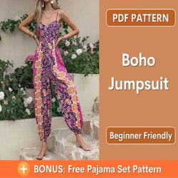 jumpsuit sewing pattern | dungaree pattern | womens jumpsuit pattern | sewing patterns pdf patterns | s-xl | beginner