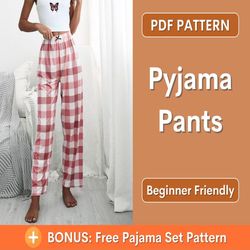 pajama pants sewing pattern, lounge pants sewing pattern pdf, pajama pattern, pj pants pdf pattern, pajamas sewing