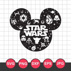 Mickey Mouse Star Wars Svg, Mickey Ears Svg, Star Wars Svg, Png Jpg Dxf Eps Digital File