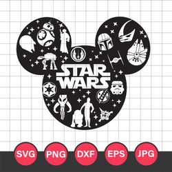 Mickey Ears Star Wars Svg, Mickey Mouse Svg, Star Wars Svg, Png Jpg Dxf Eps Digital File