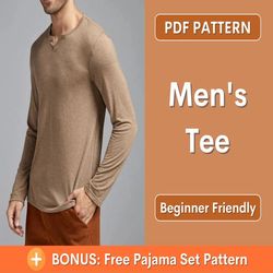 Men's Pattern | TShirt Men Sewing Pattern | Long Tee Shirt Men Pattern | Men Shirt Sewing Pattern | S-XXXL