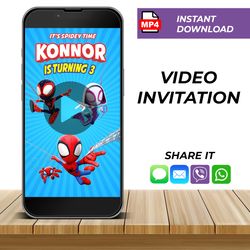 Personalized Spidey and His Amazing Friends Birthday Video Animated Invitation, Spidey Video Birthday Invitation