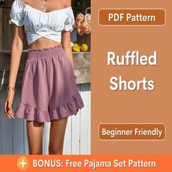 Shorts Pattern | High waisted shorts pattern | Ruffled shorts pattern | Easy Shorts Pattern | Shorts PDF Pattern