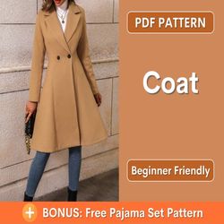 Coat Pattern | Winter Coat Sewing Pattern | Long Coat PDF Pattern | S-XL | Winter Jacket Sewing Pattern PDF