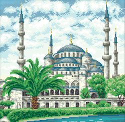 PDF Cross Stitch Digital Pattern - The Blue Mosque - Embroidery Counted Templates