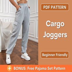 joggers pattern, cargo pants pattern, women's sweatpants sewing pattern, easy joggers sewing pattern, sweatpants pattern