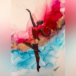 Modern painting interior Acrylic painting Abstract painting Alcohol ink painting Dancer painting Dancing woman painting