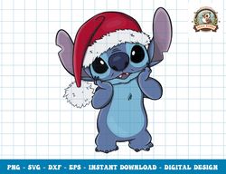 Disney Lilo & Stitch Christmas Santa Hat Stitch Portrait Short Sleeve png, sublimation Black copy,dxf,svg,eps