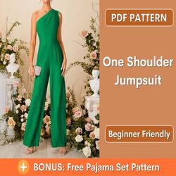 One Shoulder Jumpsuit Sewing Pattern | Prom Dress Pattern | Jumpsuit PDF Pattern | Pattern Women's Jumpsuits | Sewing