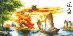 PDF Cross Stitch Digital Pattern - The Eastern Boats - Embroidery Counted Templates