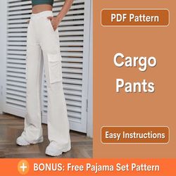 Cargo Pants Pattern | Wide Leg Pants Sewing Pattern | Pants Pattern | Sewing Pattern, Women Sewing Pattern | S- XL