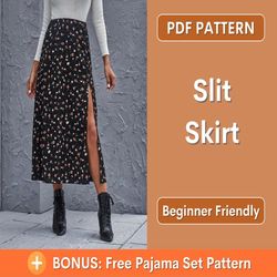 skirt pattern | slit skirt sewing pattern | easy skirt pattern, skirt for women pdf pattern, skirt with zipper pattern
