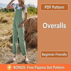 Overall Jumpsuit Pattern, Meadow Overalls, Overalls pattern, Pattern Women Jumpsuit, Dungaree Pant Loose Trouser
