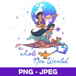 Disney Aladdin Group Shot A Whole New World Blue & Purple V2 , PNG Design, PNG Instant Download
