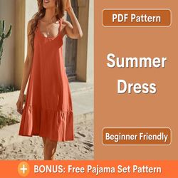 summer dress pattern | dress pdf sewing pattern | beginner sewing pattern | women sewing pattern | easy dress pattern