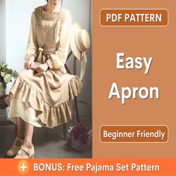 pdf sewing pattern apron - pinafore pattern- pinafore apron pattern - apron sewing pattern - sewing pattern pdf