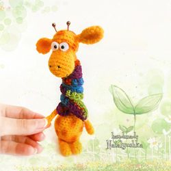 Giraffe soft little toy, Crochet cute giraffe, Amigurumi giraffe in a scarf, Giraffe as a gift, Positive toy