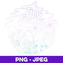 Disney Alice In Wonderland Mad Hatter Time For Tea Line Art V1 , PNG Design, PNG Instant Download