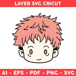 Itadori Yuji Svg, Itadori Chibi Svg, Itadori Face Svg, Jujutsu Kaisen Svg, Anime Character Svg, Anime Svg -Digital File