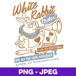Disney Alice In Wonderland White Rabbit Outlined Text Poster V2 , PNG Design, PNG Instant Download