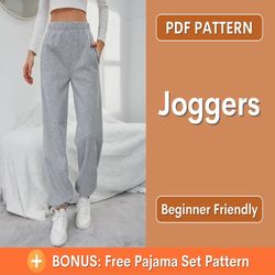 Jogger Sewing Pattern, Women's Sweatpants Sewing Pattern Pants, Easy Joggers, Gym Pants, Comfy Sweatpants, Jogger