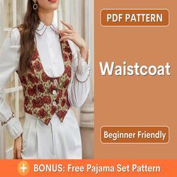 Waistcoat Pattern, Waistcoat Sewing Pattern PDF, Women Waistcoat Pattern, Vest Pattern, Women Vest Pattern, Short