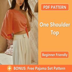 top sewing pattern | xs- xxl | knot top sewing pattern | crop top pattern | one shoulder top pattern | women sewing