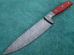 Custom Made Hande Made Damascus Steel Full Tang Kitchen Chef's Knife With Leather Sheath