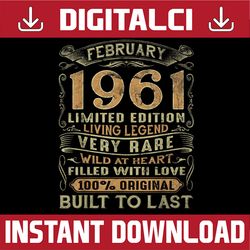 Vintage 60 Years Old February 1961 60th Birthday PNG