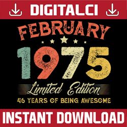 February 1975 46 Years Old Retro 46th Birthday PNG