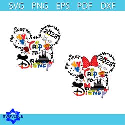 My First Trip To Disney Mickey And Minnie Head SVG Cutting Files