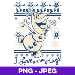 Disney Frozen Olaf I Love Warm Hugs Pattern Graphic V4 , PNG Design, PNG Instant Download