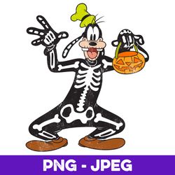 Disney Goofy Skeleton Halloween V1 , PNG Design, PNG Instant Download