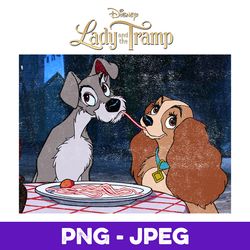 Disney Lady And The Tramp Iconic Scene Logo V1 , PNG Design, PNG Instant Download