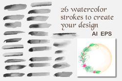26 watercolor strokes to create your design.