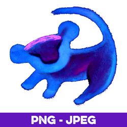 Disney Lion King Simba Cave Painting Blue Hue V1 , PNG Design, PNG Instant Download