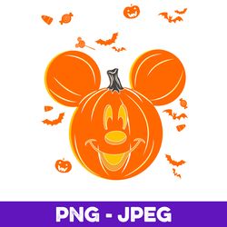 Disney Mickey & Friends Mickey Pumpkin Happy Halloween V1 , PNG Design, PNG Instant Download