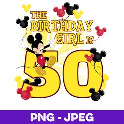 Disney Mickey And Friends Mickey 50th Birthday Girl V1 , PNG Design, PNG Instant Download